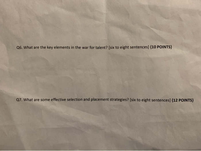 Q6. What are the key elements in the war for