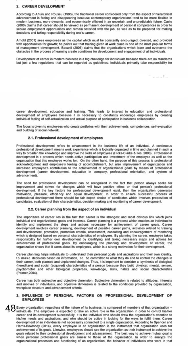 give conclusion of the above study 2. CAREER