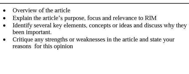 Overview of the article Explain the article's