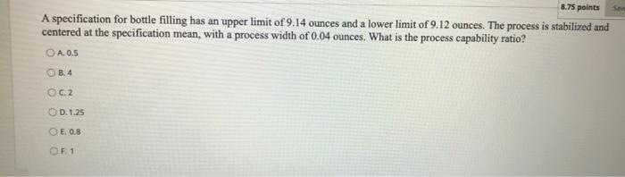 8.75 points son A specification for bottle