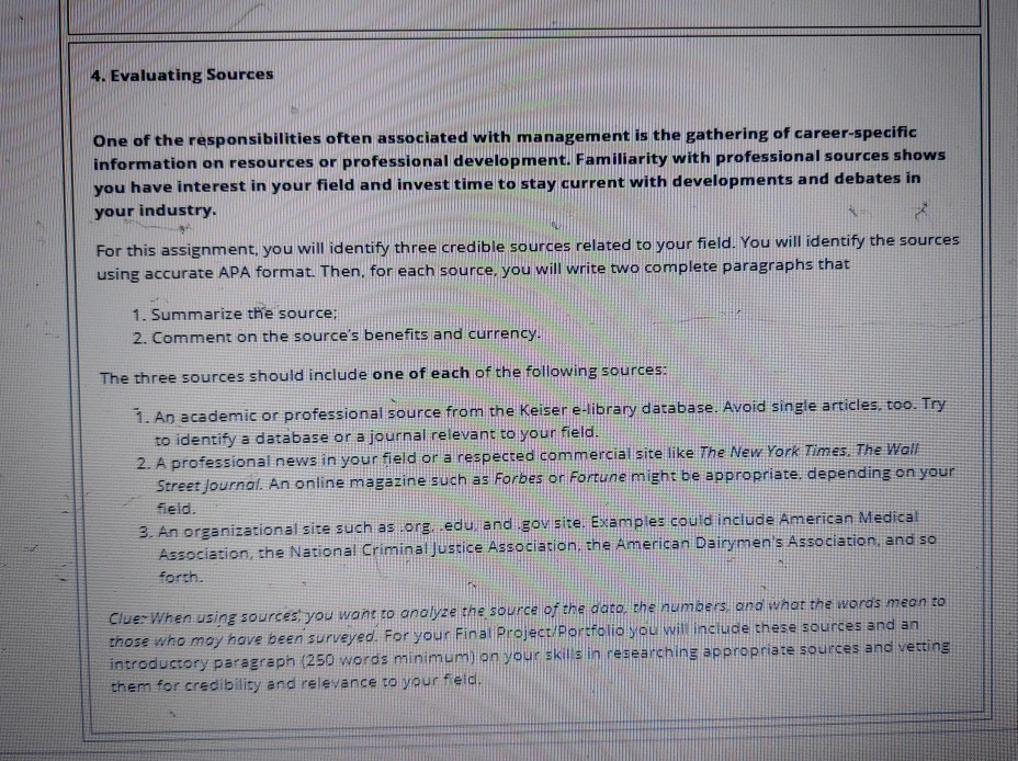 4. Evaluating Sources One of the responsibilities