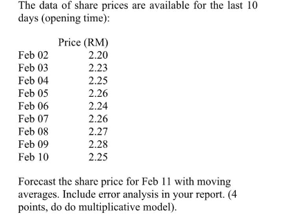 **OPERATIONS RESEARCH** The data of share prices