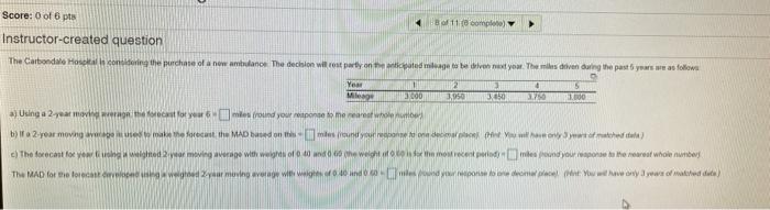 Score: 0 of 6 pts 8011(complete