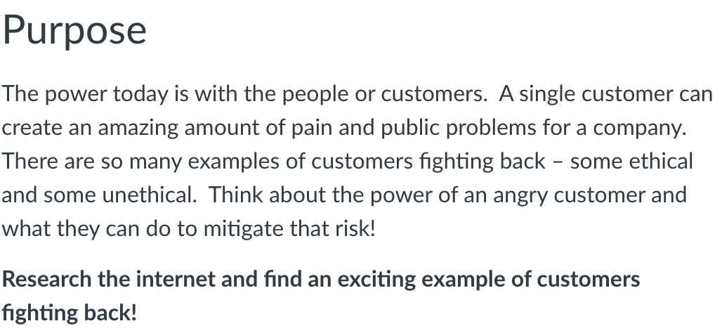 Purpose The power today is with the people or