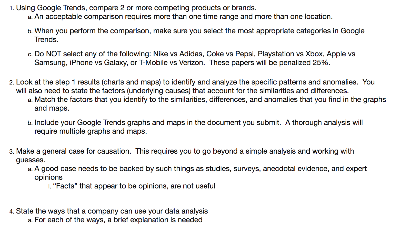 1. Using Google Trends, compare 2 or more
