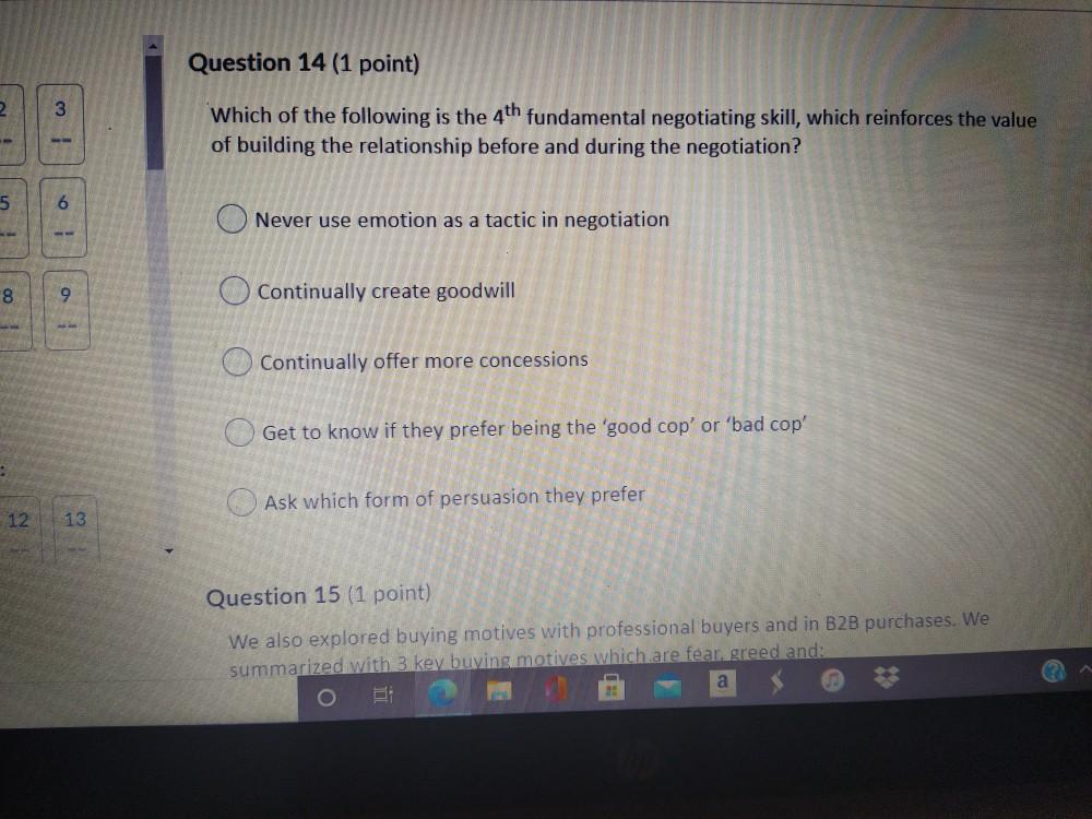 Question 19 (1 point) 3 I We explored the concept