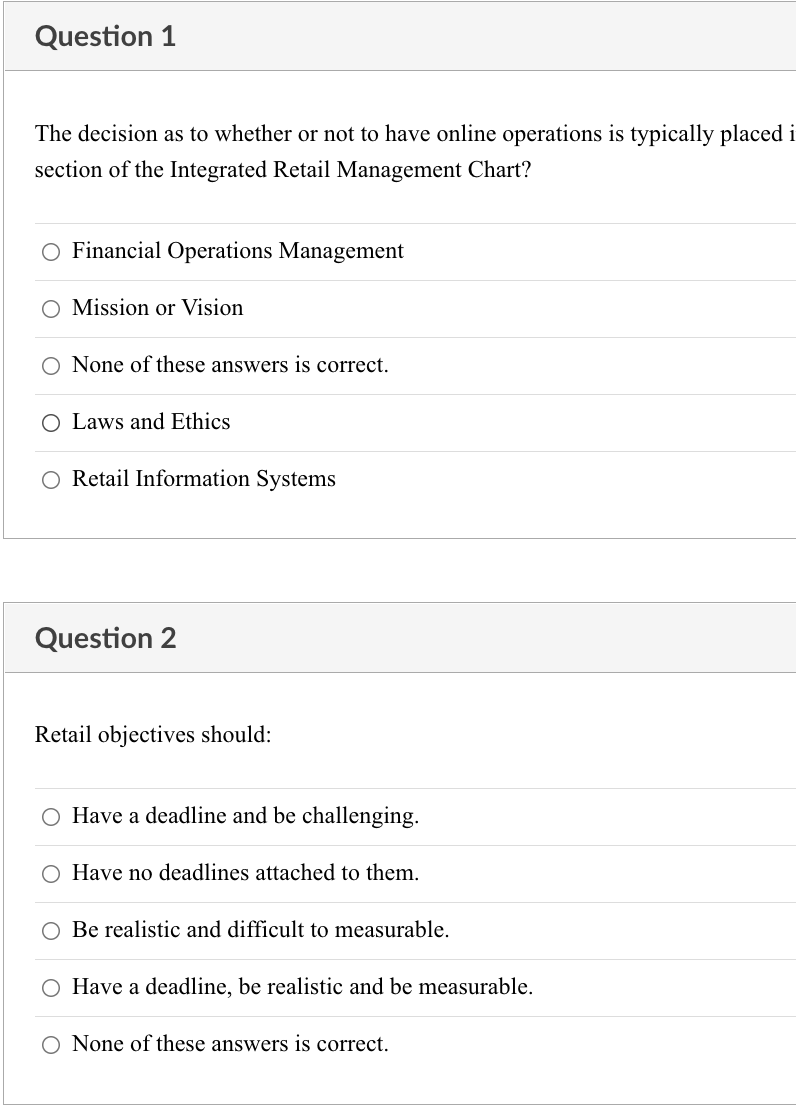 Question 1 The decision as to whether or not to