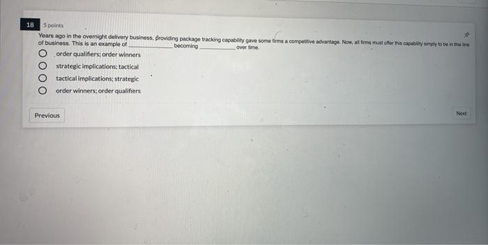 16 5 points Which of these Operations Planning &