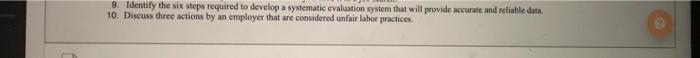 9. Identify the six steps required to develop a