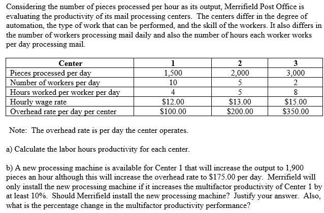 Considering the number of pieces processed per