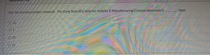 The project information for the custom order