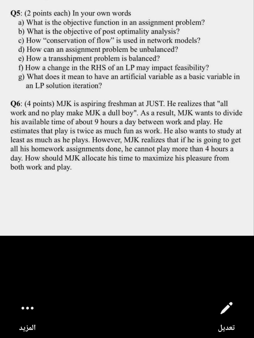 Q5: (2 points each) In your own words a) What is