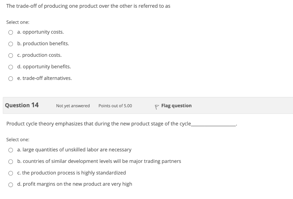 The trade-off of producing one product over the
