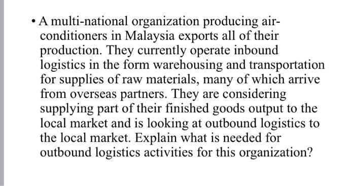 transportation and logistics - A multi-national