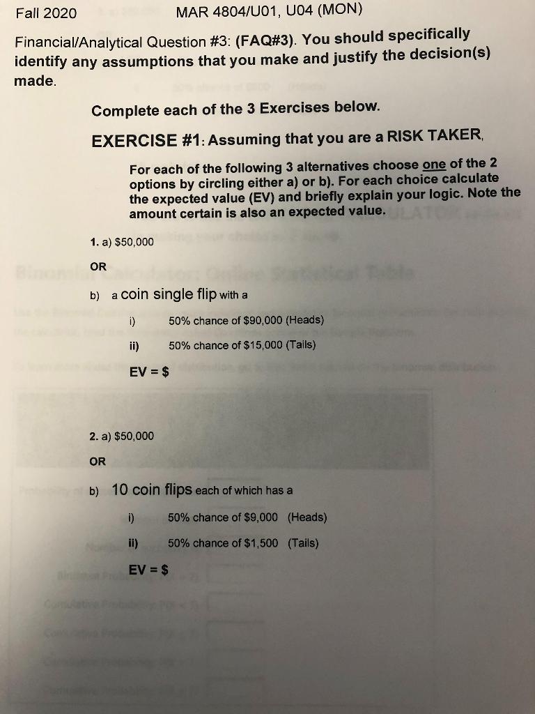 Fall 2020 MAR 4804/U01, U04 (MON)