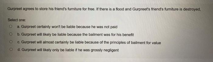 Gurpreet agrees to store his friend's furniture