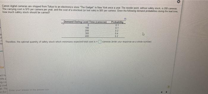 o Canon digital cameras are shipped from Tokyo to