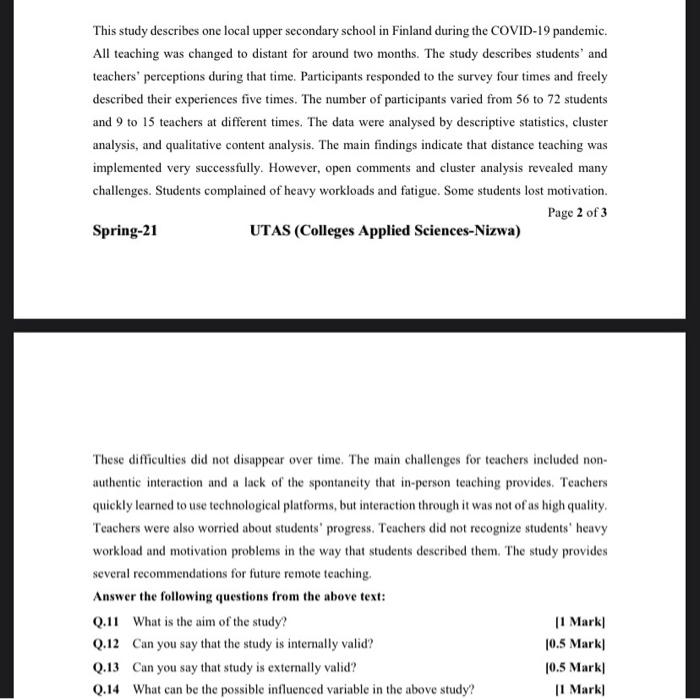 This study describes one local upper secondary