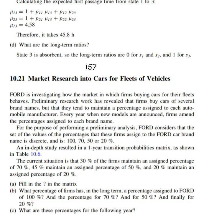 Calculating the expected first passage time from