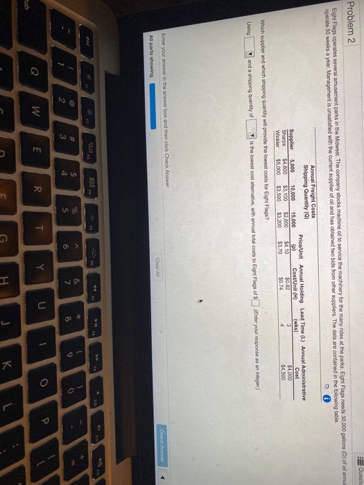 Questi Problem 2 Eight Flags operates several