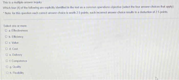 This is a multiple answer inquiry Which four (4)