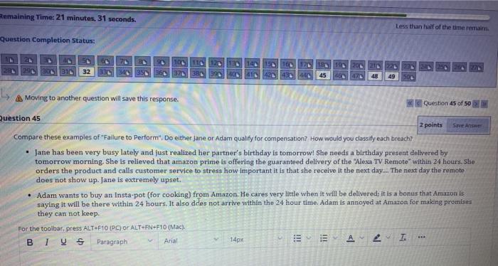 Remaining Time: 21 minutes, 31 seconds. Less than