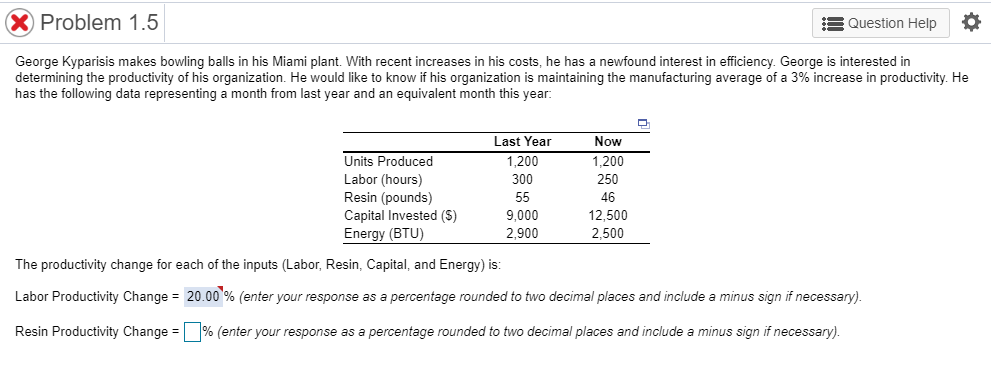 Problem 1.5 Question Help George Kyparisis makes