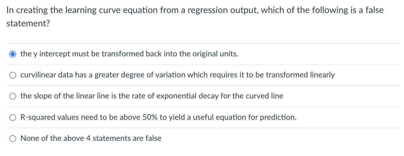 In creating the learning curve equation from a