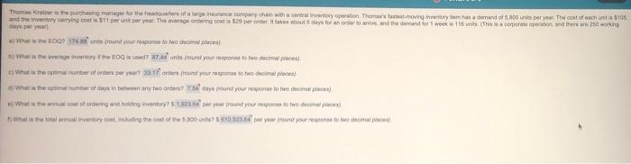 tommy's fastest moving inventory item has a