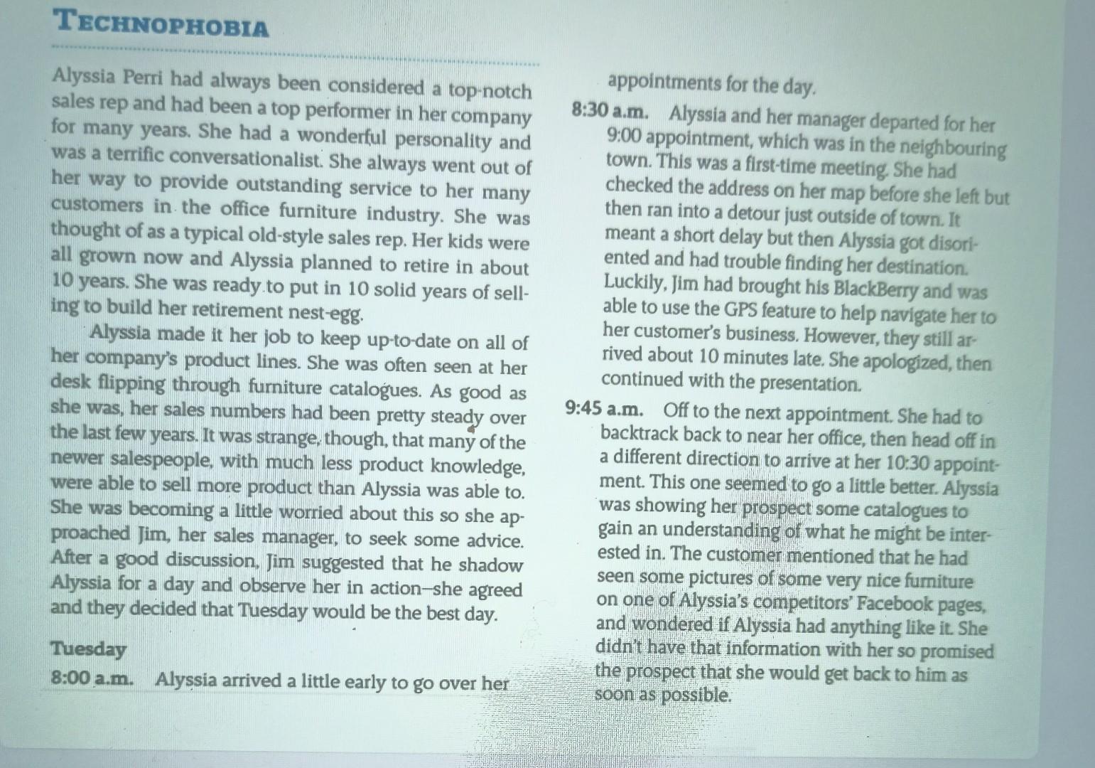 TECHNOPHOBIA Alyssia Perri had always been