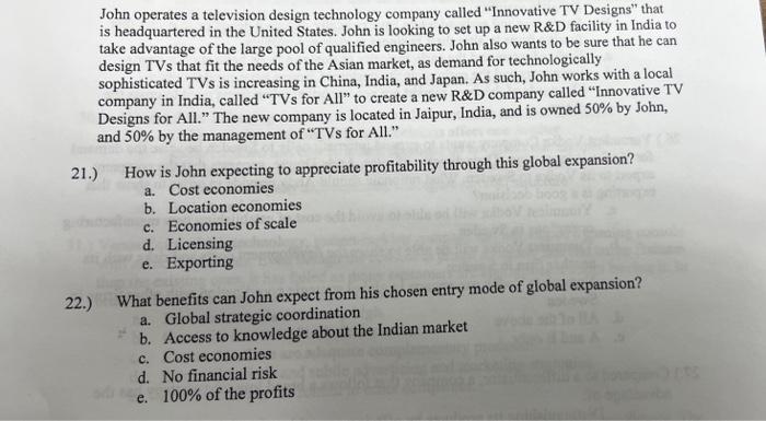 John operates a television design technology