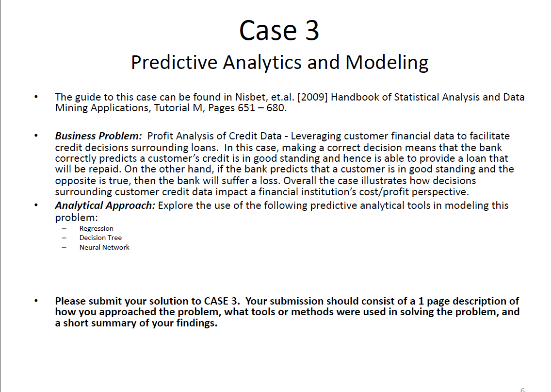 Case 3 Predictive Analytics and Modeling The