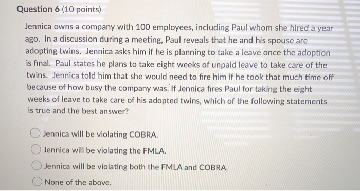 Question 3 (10 points) The burden of proof in a