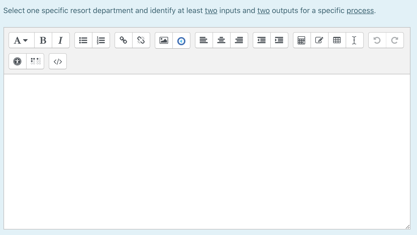 Select one specific resort department and