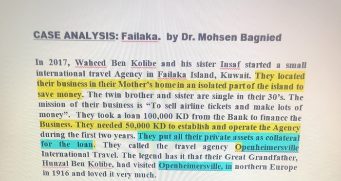 CASE ANALYSIS: Failaka. by Dr. Mohsen Bagnied In