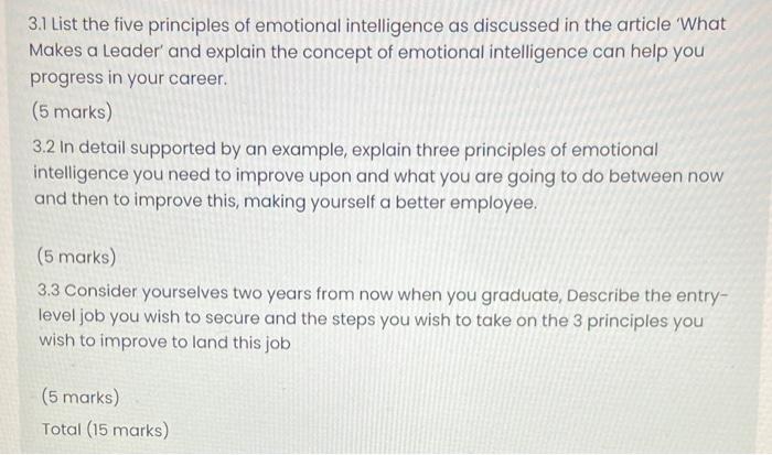 3.1 List the five principles of emotional