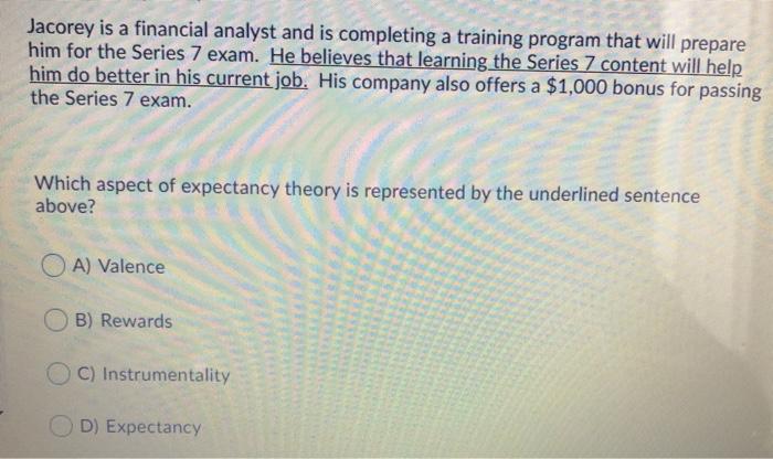 Jacorey is a financial analyst and is completing