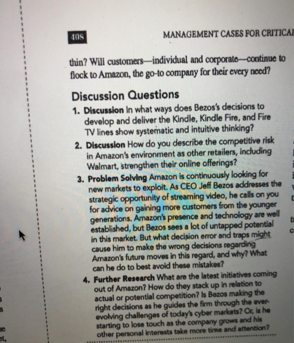 105 MANAGEMENT CASES FOR CRITICAL thin? Will