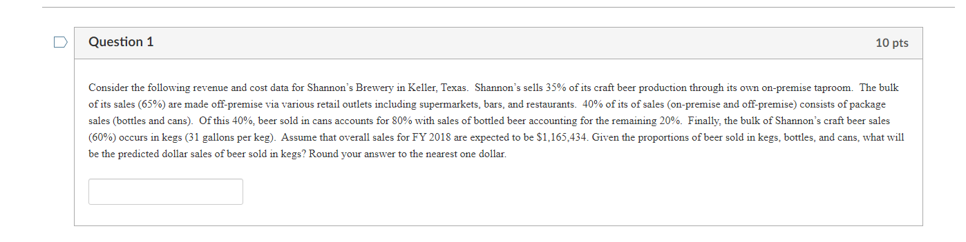 Consider the following revenue and cost data for