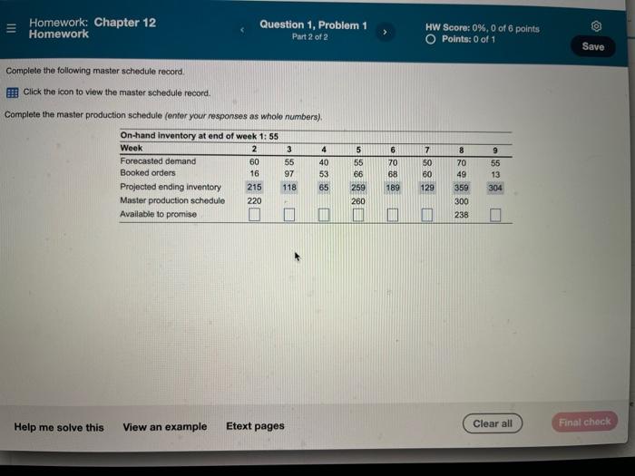 Homework: Chapter 12 Homework Question 1, Problem