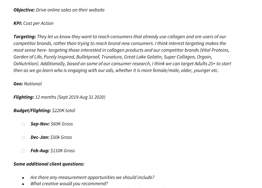 Objective: Drive online sales on their website