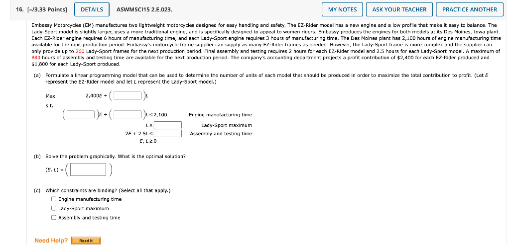 q16 16. (-/3.33 Points] DETAILS ASWMSCI15 2.E.023