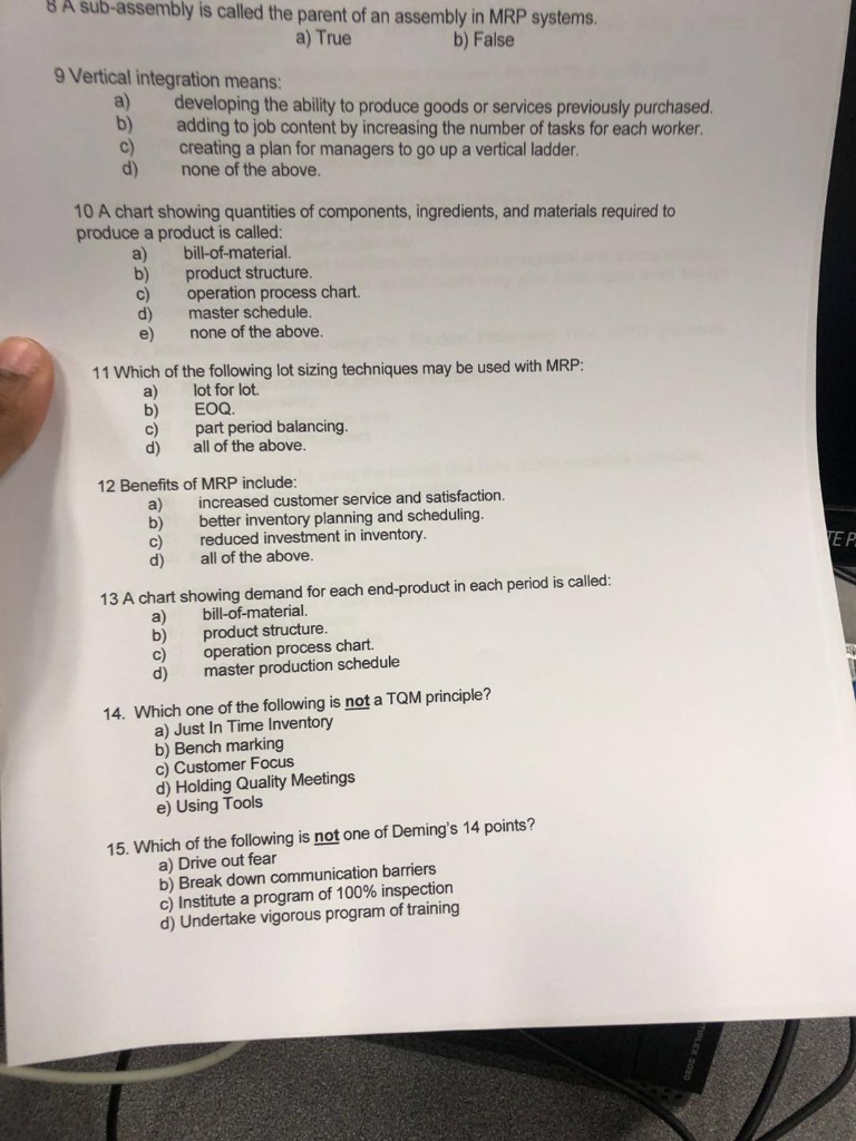 8 A sub-assembly is called the parent of an