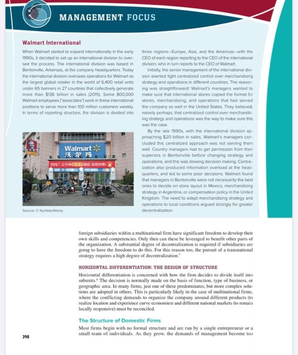 9. Read the Management Focus on Walmart