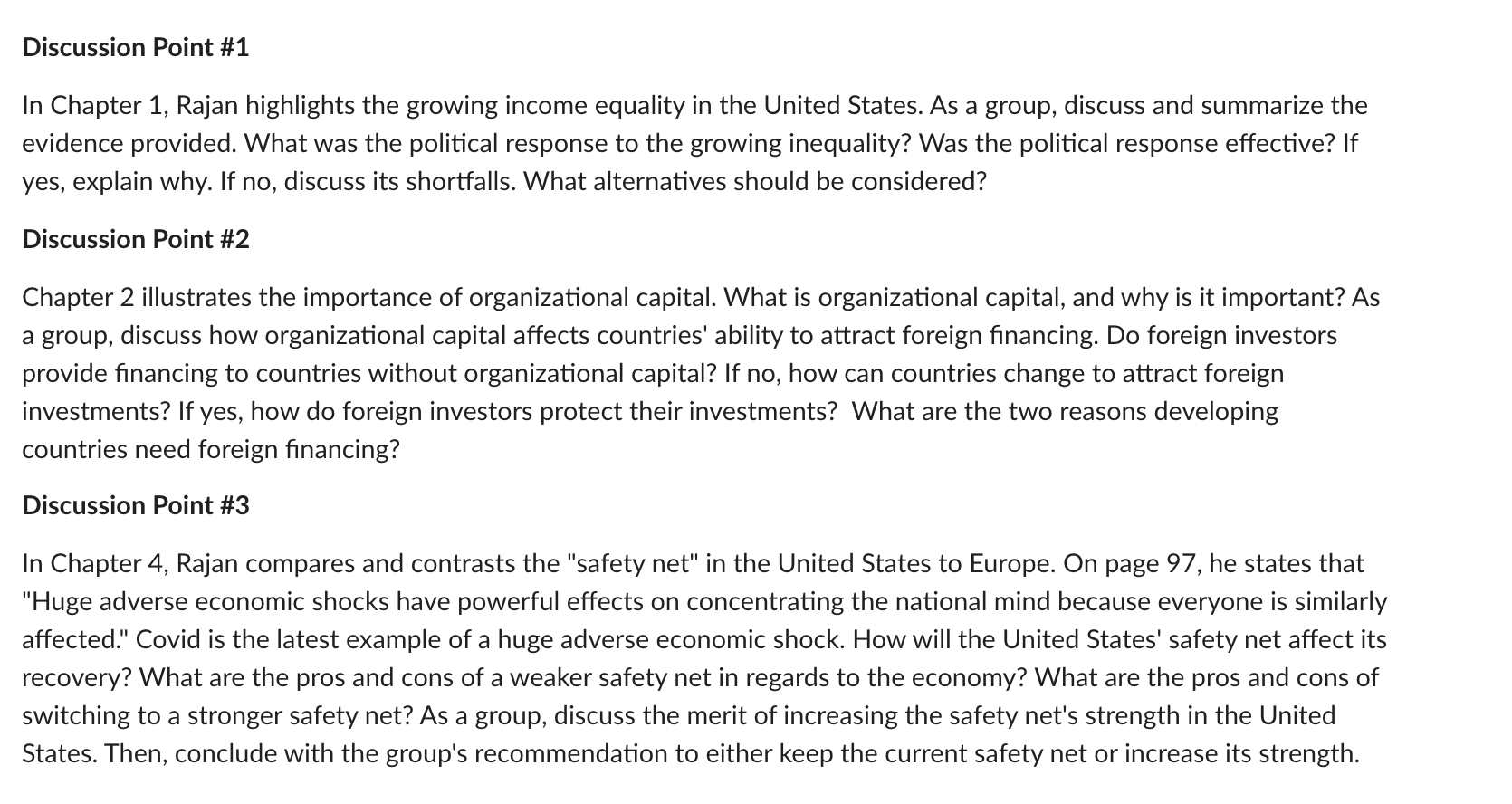 Discussion Point #1 In Chapter 1, Rajan