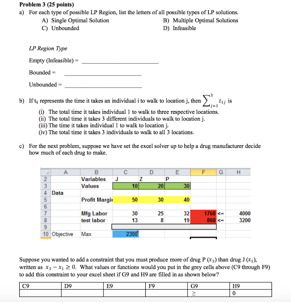 Problem 3 (25 points) a) For each type of