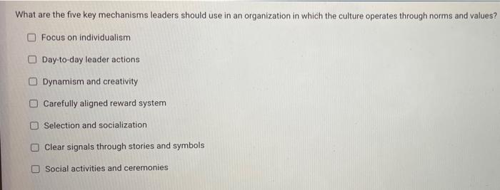 Which aspect of an organization's norms and