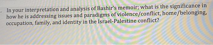 Middle East Conflict Yousef Bashir- The words of
