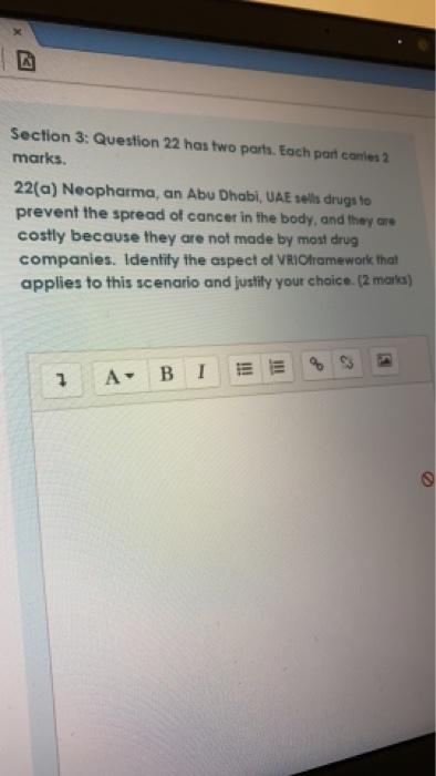 Section 3: Question 22 has two parts. Each part
