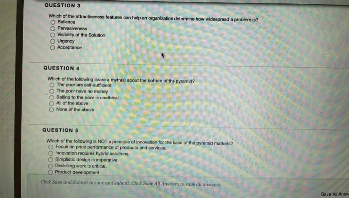 QUESTION 3 Which of the attractiveness features
